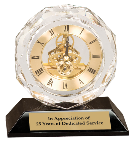 Crystal Desk Clock With Base Award