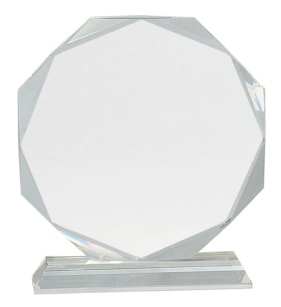 8" Clear Crystal Octagon Award on Clear Pedastal Base