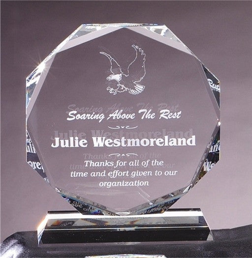 Crystal Desk Award Octagon Faceted