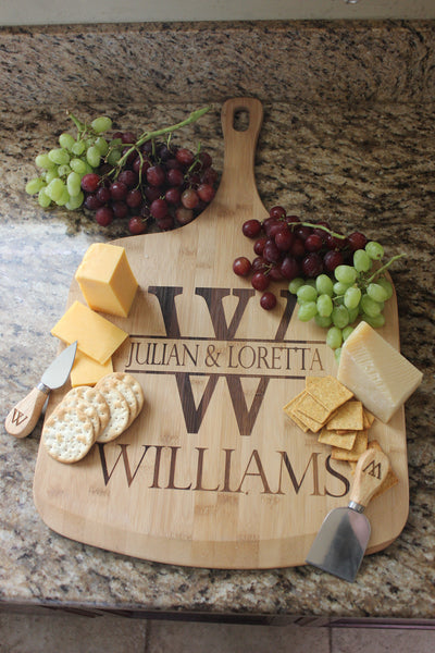 Customj Engraved Bamboo Wood Pizza Board Monogrammed