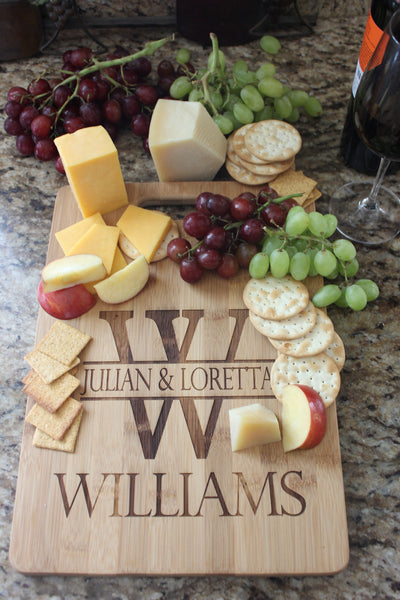 Engraved Bamboo Wood Cutting Board Monogrammed